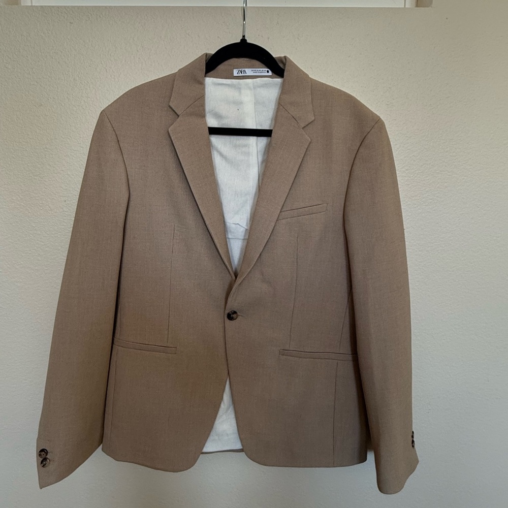 Zara Single Button Cotton Blazer